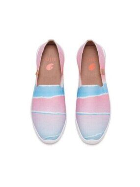 NWT UIN Womens Shoes Size 10.5 Knitted Upper Loafer Pink Wave